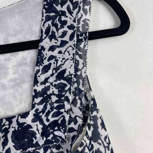 Martin + Osa Floral Top Square Neckline Navy Blue White Cotton Silk Size 2 - Picture 4 of 5